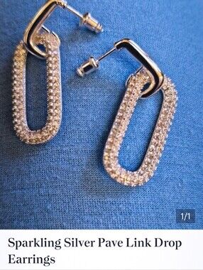 Sparkling Silver Pave Link Drop Earrings! NEW!!!